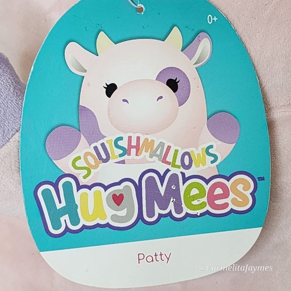 PATTY 🐄 Purple And Pink Flower Hugmee Cow Original Squishmallow By Kellytoy NWT - Picture 8 of 10